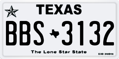 TX license plate BBS3132