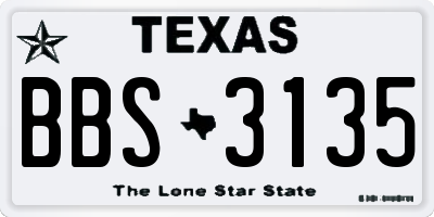 TX license plate BBS3135