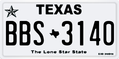 TX license plate BBS3140