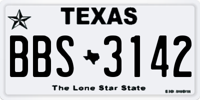 TX license plate BBS3142