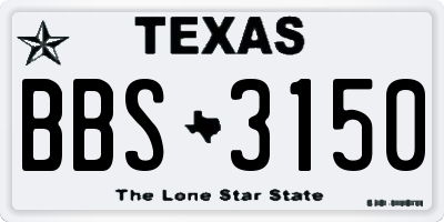 TX license plate BBS3150