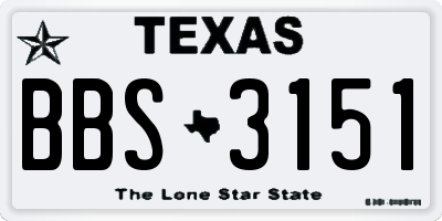 TX license plate BBS3151