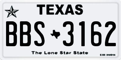 TX license plate BBS3162