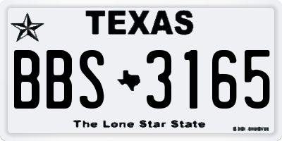 TX license plate BBS3165