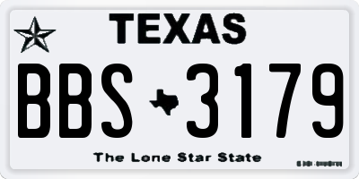 TX license plate BBS3179
