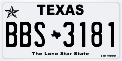 TX license plate BBS3181