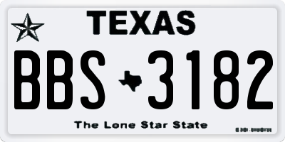 TX license plate BBS3182