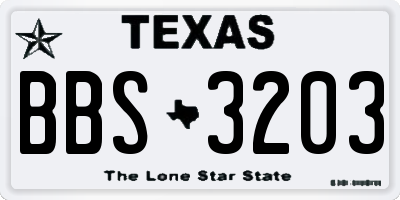 TX license plate BBS3203