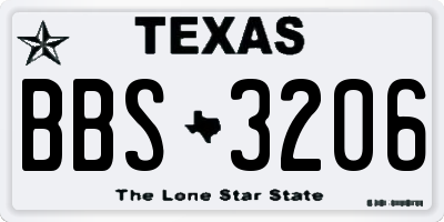 TX license plate BBS3206
