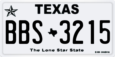 TX license plate BBS3215