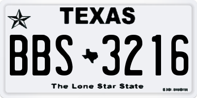 TX license plate BBS3216