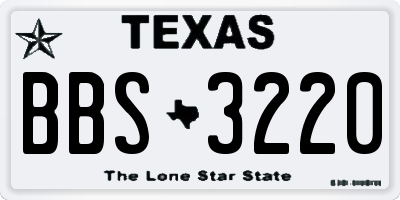 TX license plate BBS3220