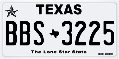 TX license plate BBS3225