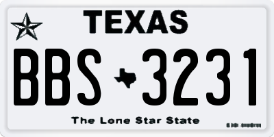 TX license plate BBS3231