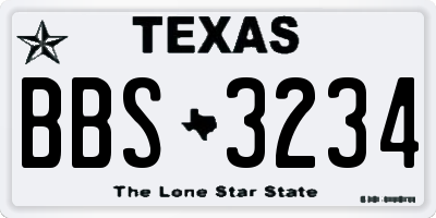 TX license plate BBS3234