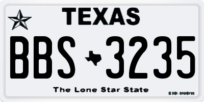 TX license plate BBS3235