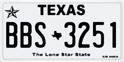 TX license plate BBS3251
