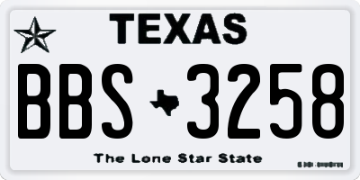 TX license plate BBS3258