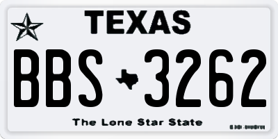 TX license plate BBS3262
