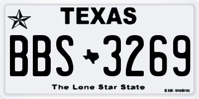 TX license plate BBS3269