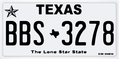 TX license plate BBS3278