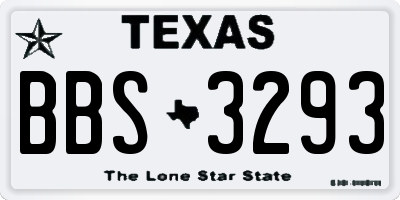 TX license plate BBS3293