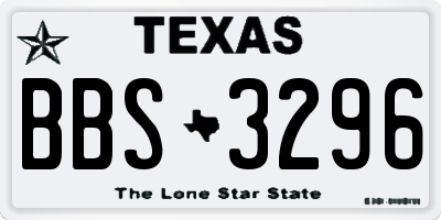 TX license plate BBS3296