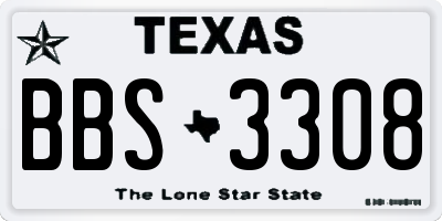 TX license plate BBS3308