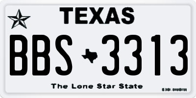 TX license plate BBS3313