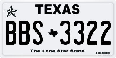 TX license plate BBS3322