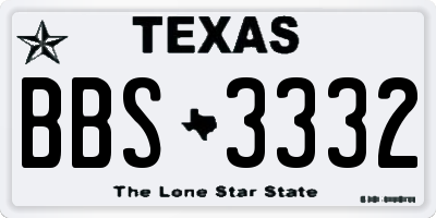 TX license plate BBS3332