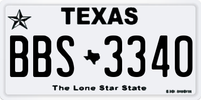 TX license plate BBS3340