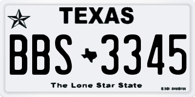 TX license plate BBS3345