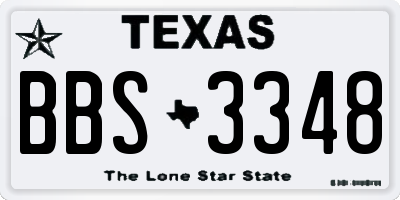 TX license plate BBS3348