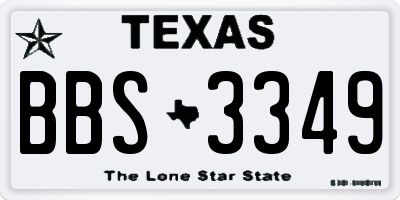 TX license plate BBS3349