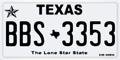 TX license plate BBS3353