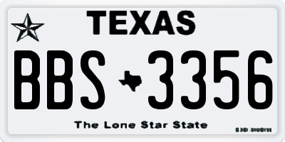 TX license plate BBS3356