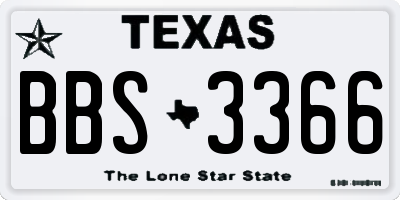 TX license plate BBS3366