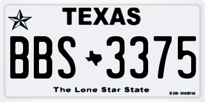 TX license plate BBS3375