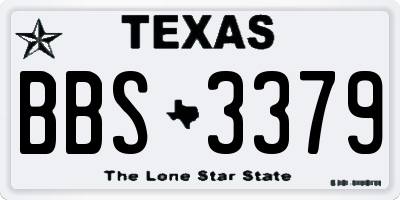 TX license plate BBS3379