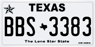 TX license plate BBS3383