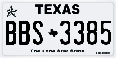 TX license plate BBS3385