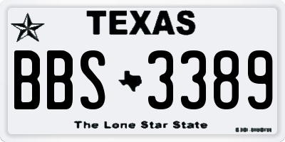 TX license plate BBS3389