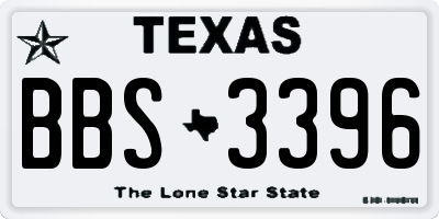 TX license plate BBS3396