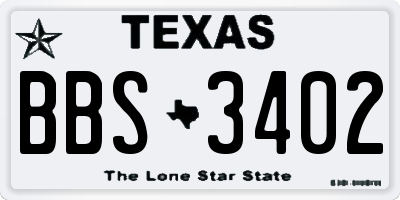 TX license plate BBS3402