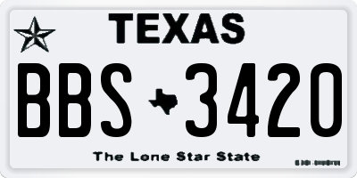 TX license plate BBS3420