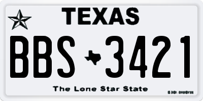 TX license plate BBS3421