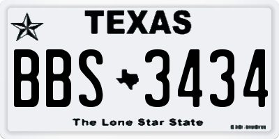 TX license plate BBS3434