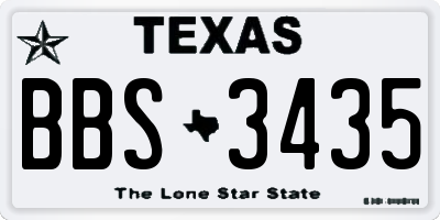 TX license plate BBS3435