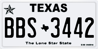 TX license plate BBS3442